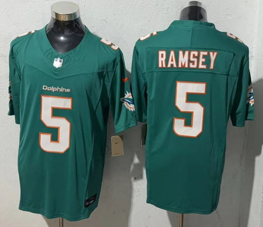 Men's Miami Dolphins Game Jersey: Jalen Ramsey #5 in Aqua